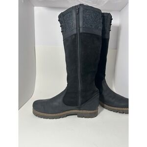 Anfibio Womens Black Leather Suede Tall Boots Alpi Ice Grips Canada 37-READ